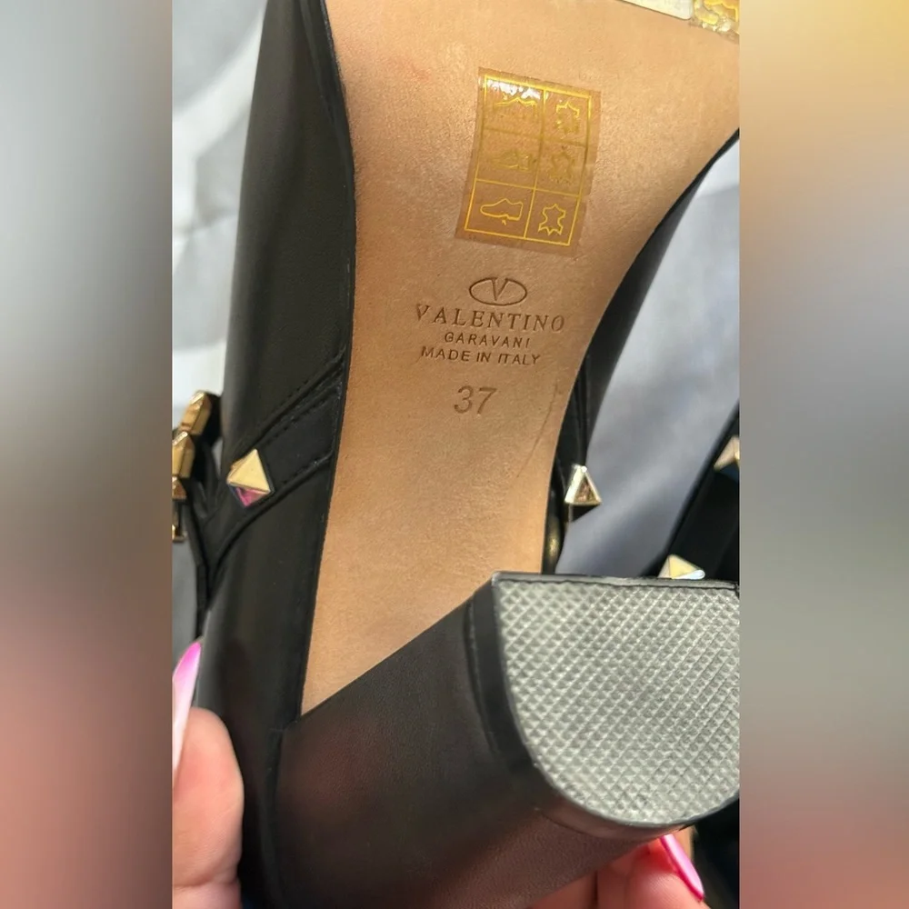 Valentino Black Ankle Boots with Gold RockStuds - Picture 5 of 7